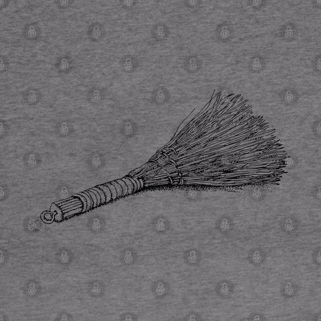 Broom. Black and white linear image. by ElizabethArt